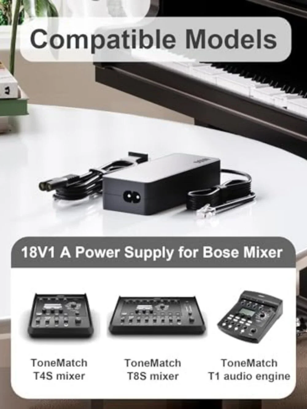18V 1A Power Supply for Bose Mixers - Compatible with ToneMatch T8S, T4S, T1